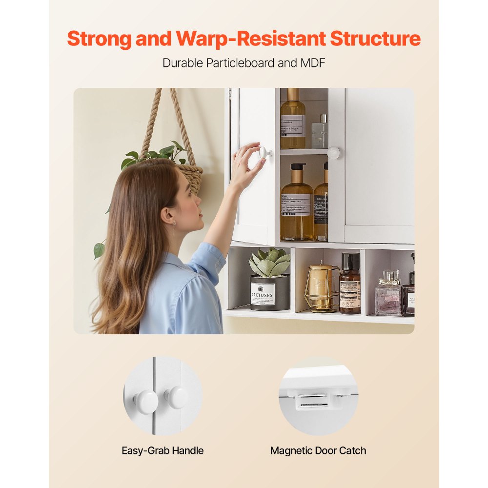  Bathroom Wall Cabinet Over Toilet Medicine Cabinet 2 Doors Shelves White