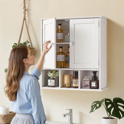  Bathroom Wall Cabinet Over Toilet Medicine Cabinet 2 Doors Shelves White