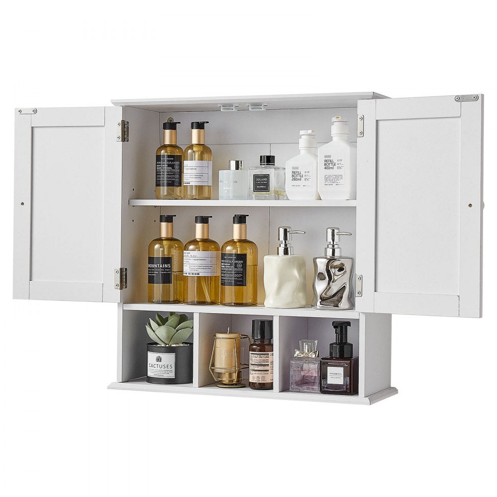  Bathroom Wall Cabinet Over Toilet Medicine Cabinet 2 Doors Shelves White