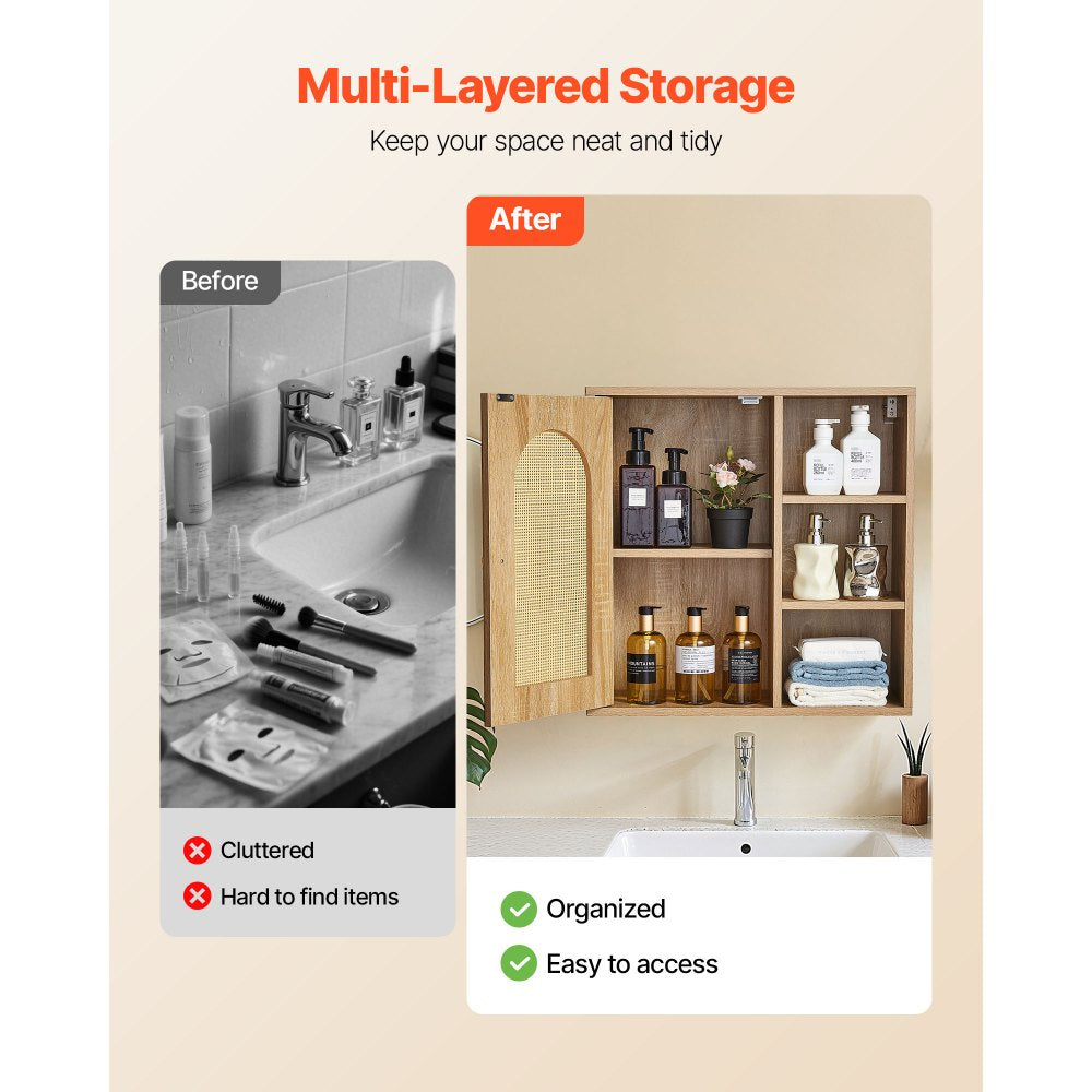  Bathroom Wall Cabinet Over Toilet Storage Medicine Cabinet Door & Shelves