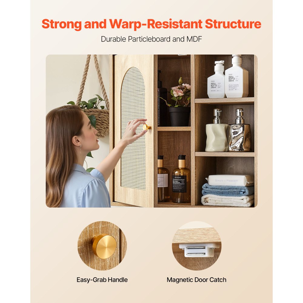  Bathroom Wall Cabinet Over Toilet Storage Medicine Cabinet Door & Shelves