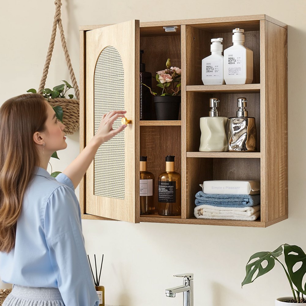  Bathroom Wall Cabinet Over Toilet Storage Medicine Cabinet Door & Shelves