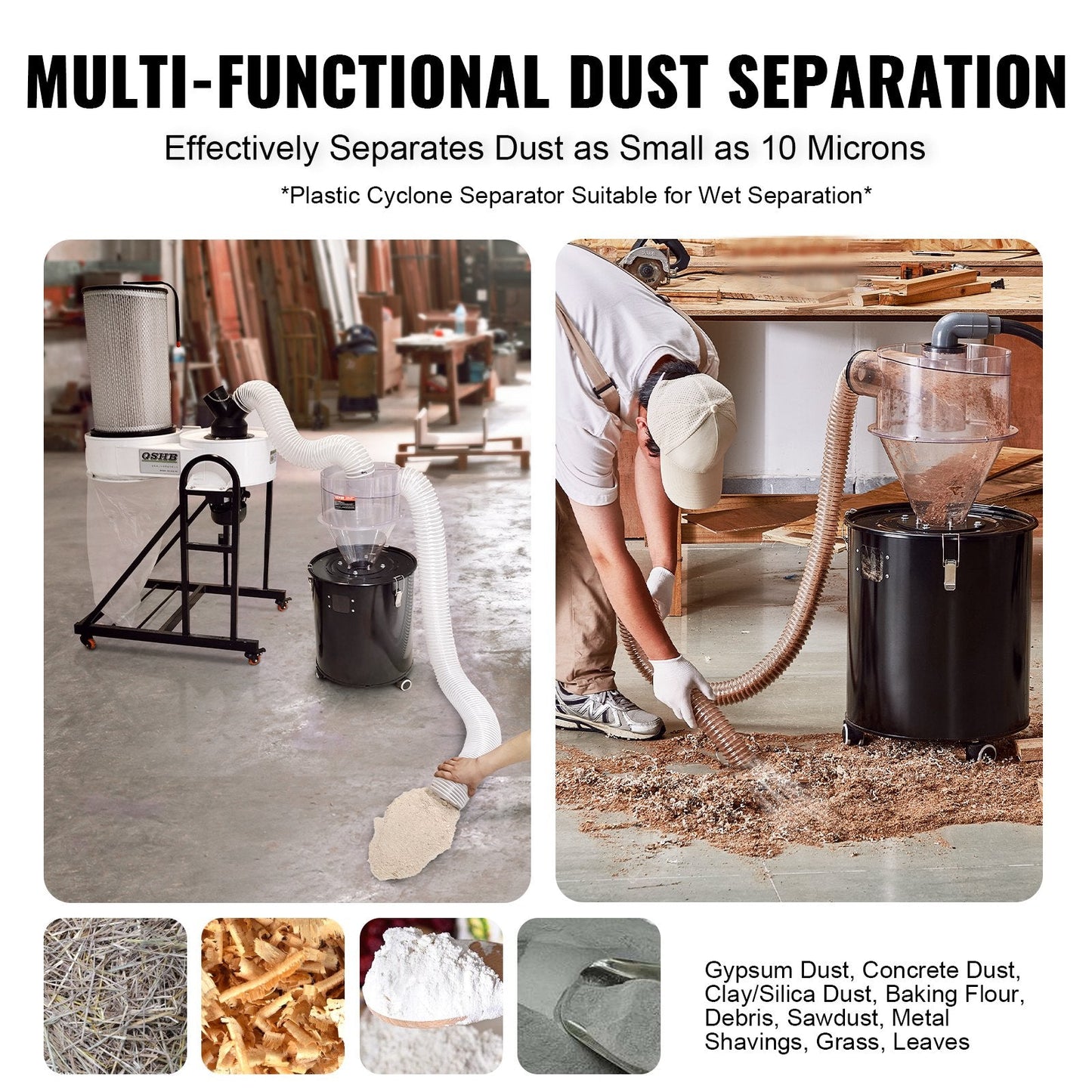 Cyclone Dust Separator for 19-38L Tanks, 325x325x415mm, Transparent ABS