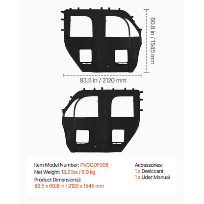 VEVOR UTV Cab Enclosure Upper Doors Set for CFMOTO Uforce 1000 XL 2022-2024