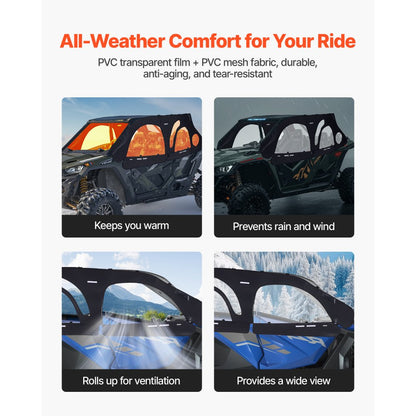 VEVOR UTV Cab Enclosure Upper Doors for Polaris RZR PRO 2020-2024/Turbo 2022-24