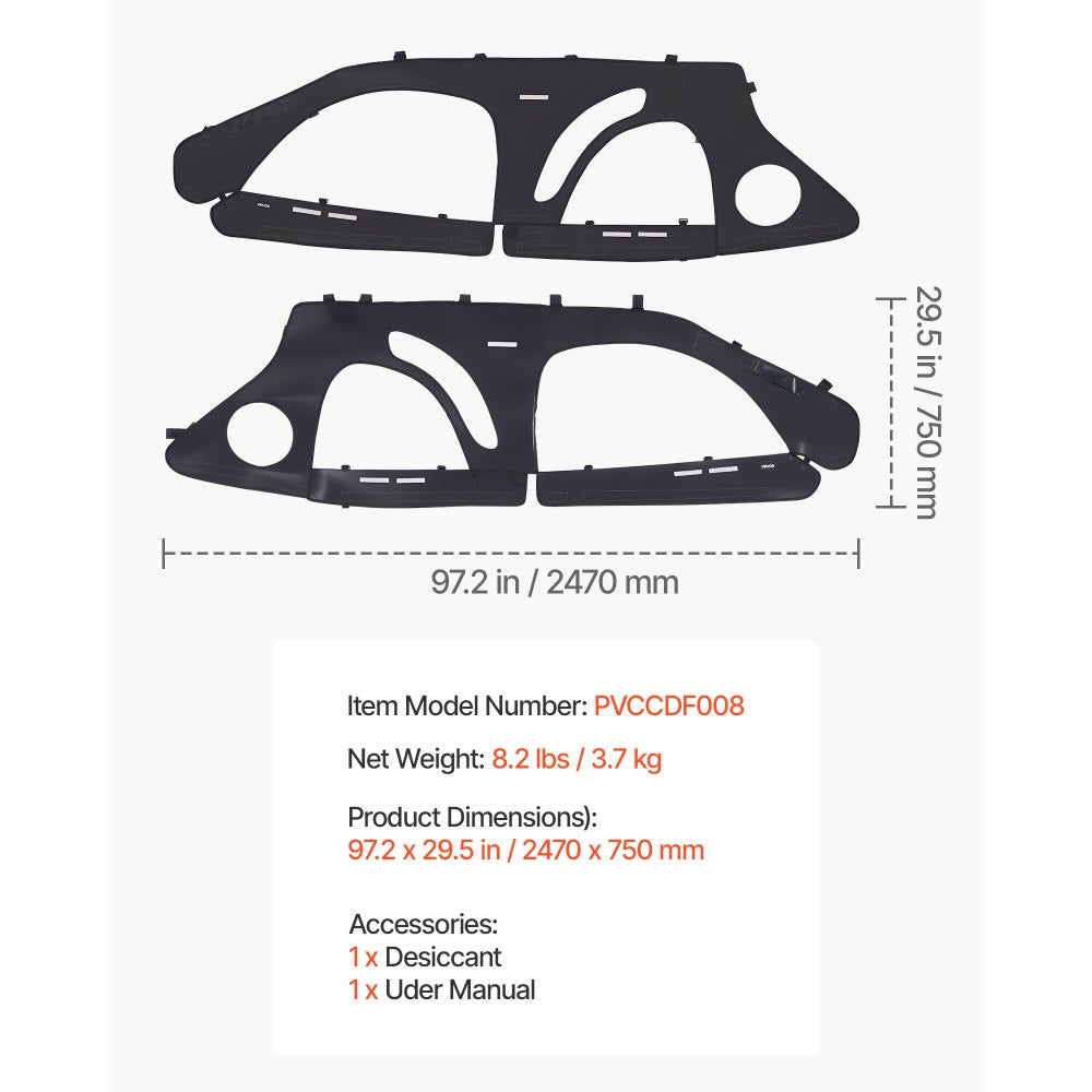 VEVOR UTV Cab Enclosure Upper Doors for Polaris RZR PRO 2020-2024/Turbo 2022-24