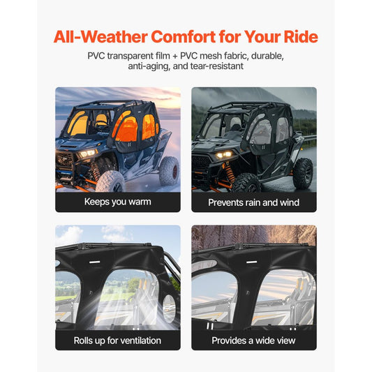 UTV Cab Enclosure Upper Doors Set for Polaris RZR XP4 1000/Turbo 2014-2023