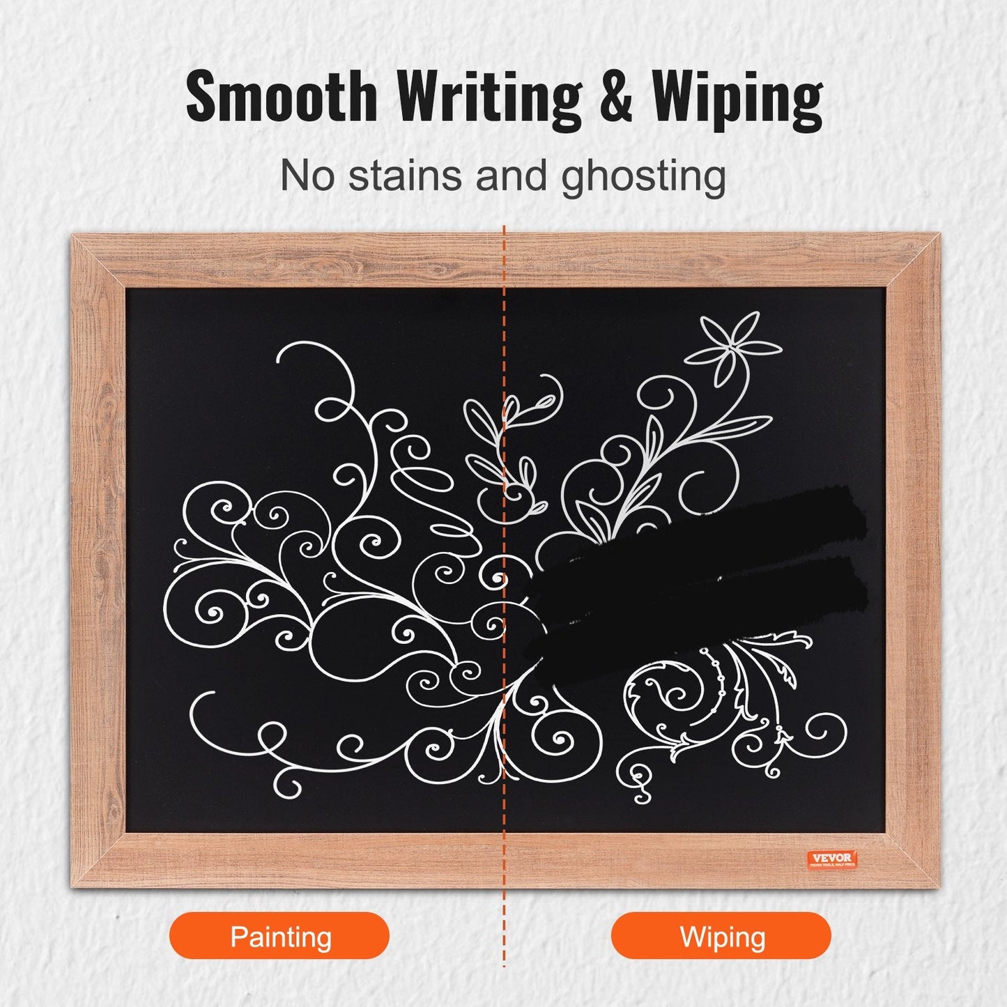 Magnetic Chalkboard with Rustic Frame, 0.46x0.61 m, Includes Chalks & Eraser