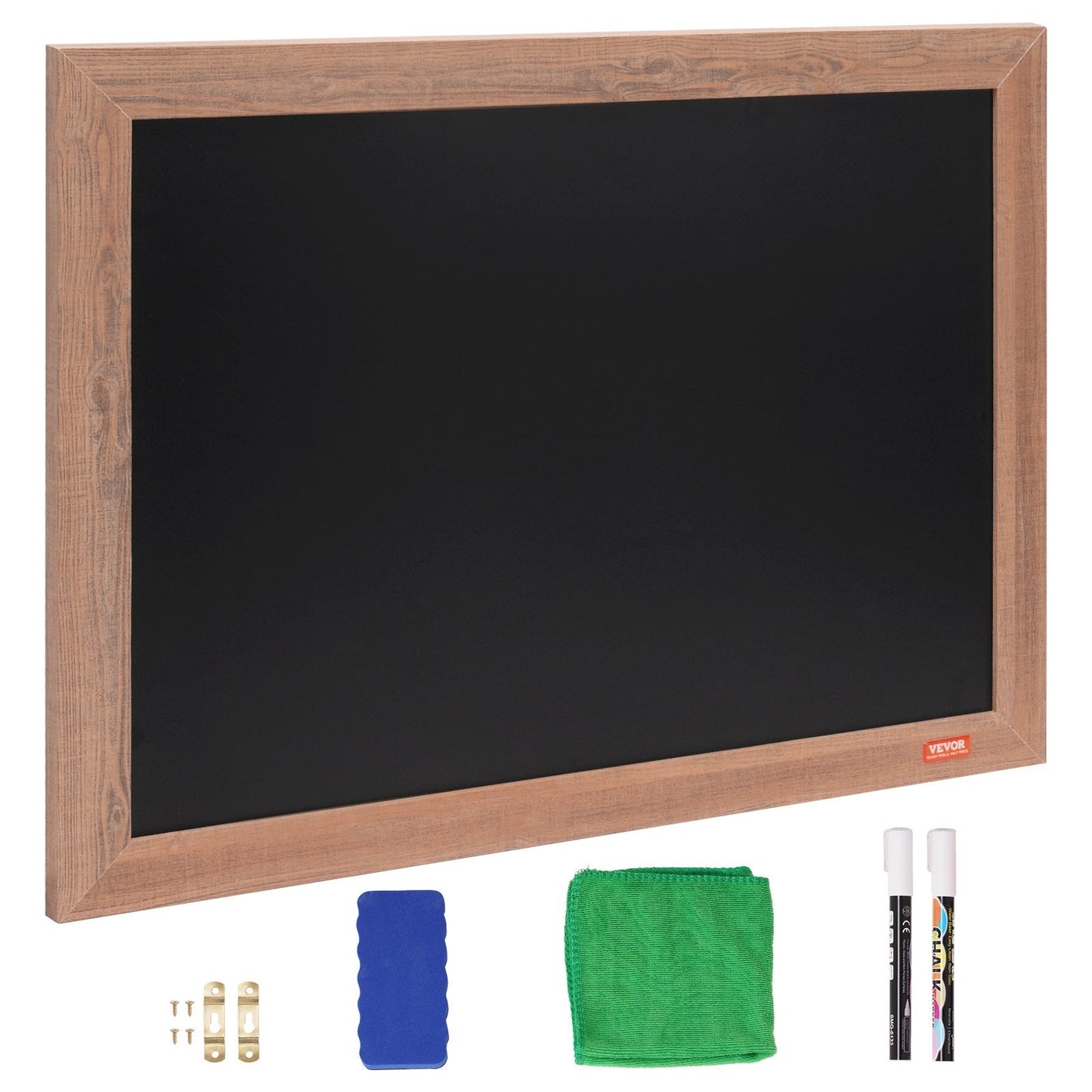 Magnetic Chalkboard with Rustic Frame, 0.46x0.61 m, Includes Chalks & Eraser
