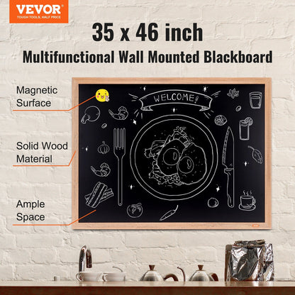 Rustic Wood Framed Chalkboard, Magnetic, 1.17x0.89m, Wall Hanging Sign