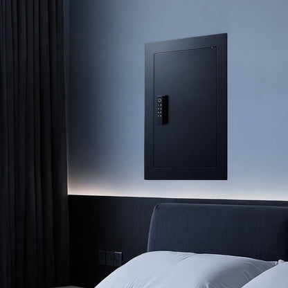 Wall Safe, 3-Tier Hidden Wall Safe with Fingerprint, Password, Key & Turning Knob, Q235 Cold-Rolled Steel In-Wall Box with Adjustable Shelves & Key Holders for Money, Jewelry, Passport, Document