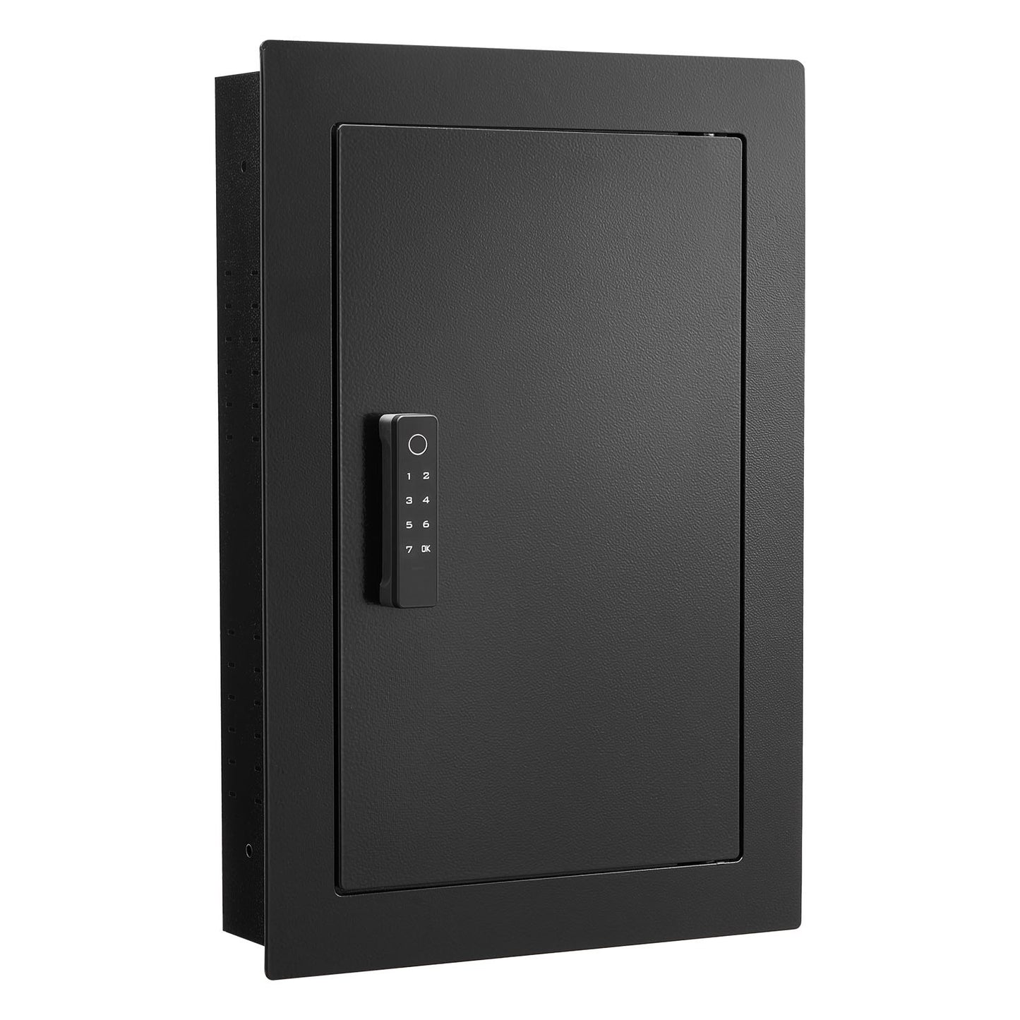 Wall Safe, 3-Tier Hidden Wall Safe with Fingerprint, Password, Key & Turning Knob, Q235 Cold-Rolled Steel In-Wall Box with Adjustable Shelves & Key Holders for Money, Jewelry, Passport, Document