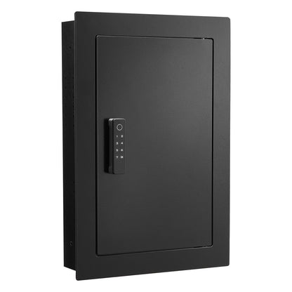 Wall Safe, 3-Tier Hidden Wall Safe with Fingerprint, Password, Key & Turning Knob, Q235 Cold-Rolled Steel In-Wall Box with Adjustable Shelves & Key Holders for Money, Jewelry, Passport, Document