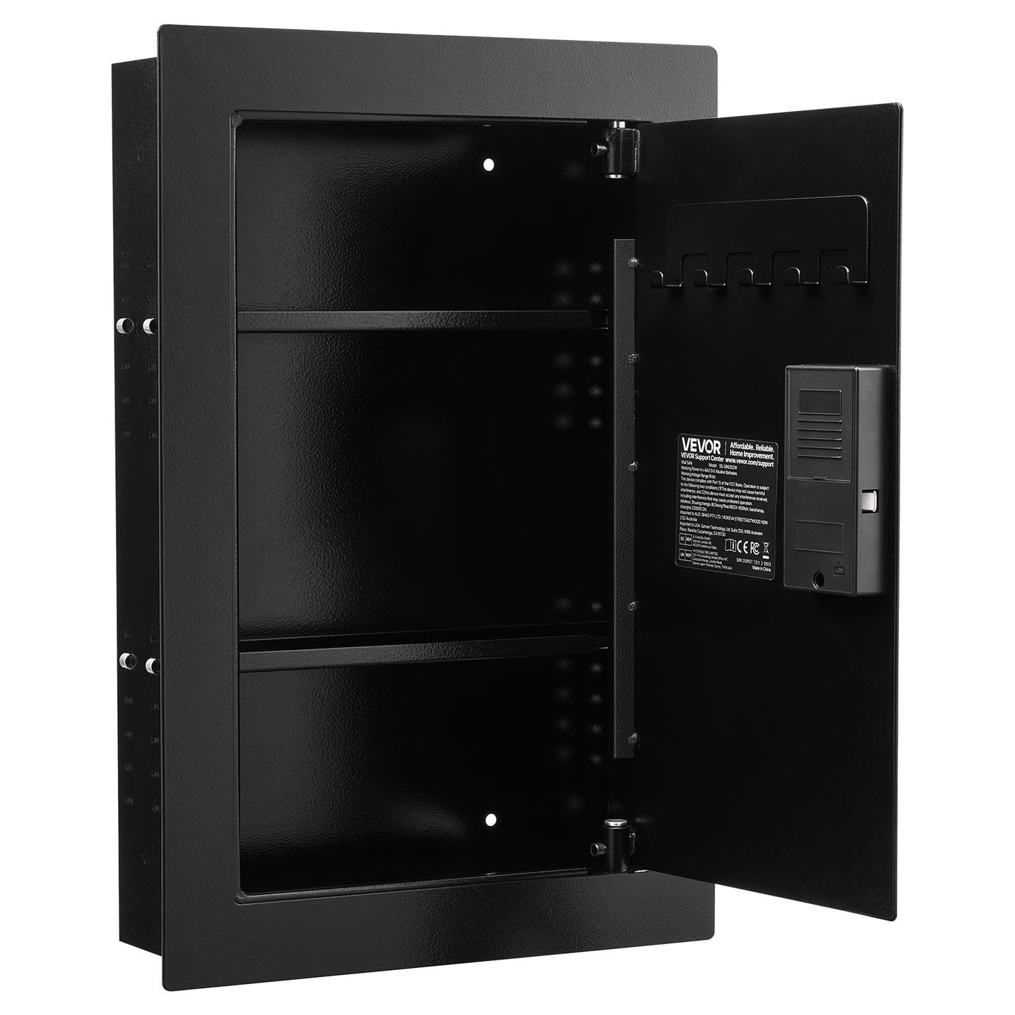 Wall Safe, 3-Tier Hidden Wall Safe with Fingerprint, Password, Key & Turning Knob, Q235 Cold-Rolled Steel In-Wall Box with Adjustable Shelves & Key Holders for Money, Jewelry, Passport, Document