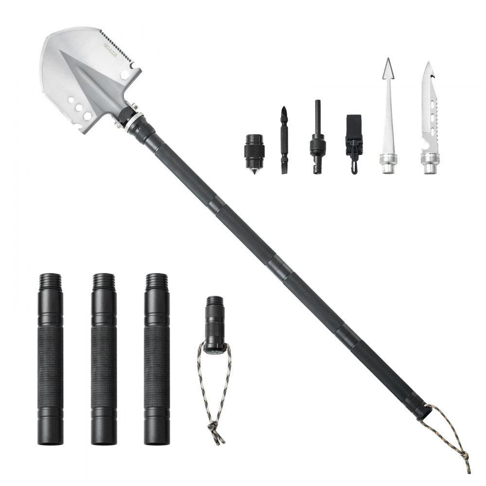 VEVOR Survival Shovel 13 in 1 Camping Shovel Folding Multitool Portable Compact