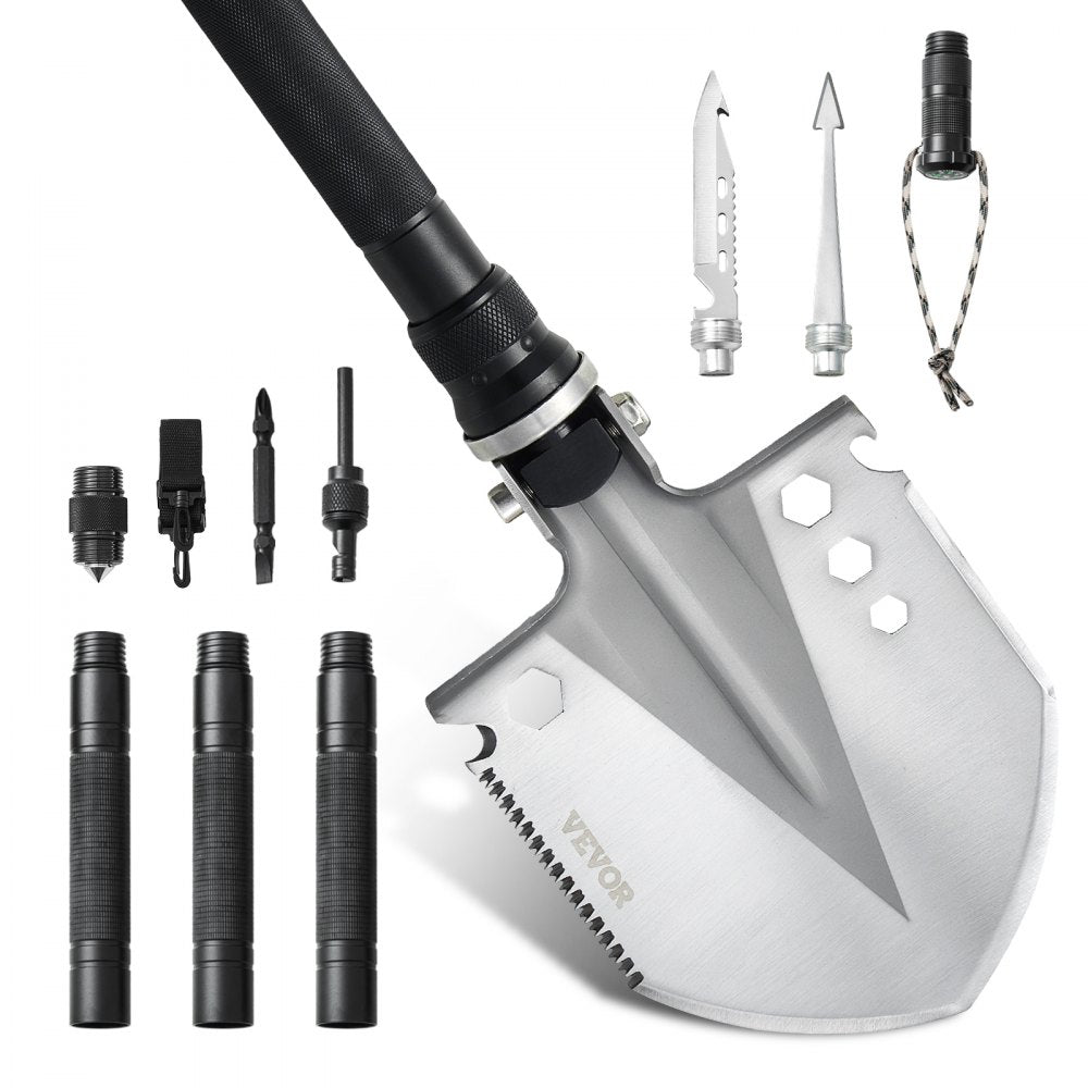 VEVOR Survival Shovel 13 in 1 Camping Shovel Folding Multitool Portable Compact