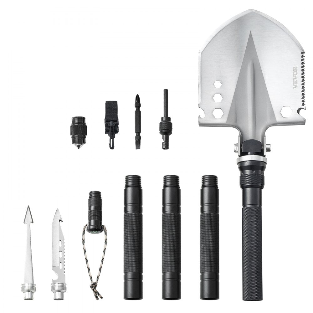 VEVOR Survival Shovel 13 in 1 Camping Shovel Folding Multitool Portable Compact