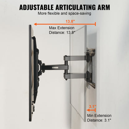 Full Motion TV Wall Mount, Fits 37-75 m TVs, Swivel Tilt, 60 kg Capacity