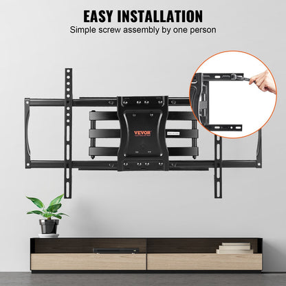 Full Motion TV Wall Mount, Fits 37-75 m TVs, Swivel Tilt, 60 kg Capacity