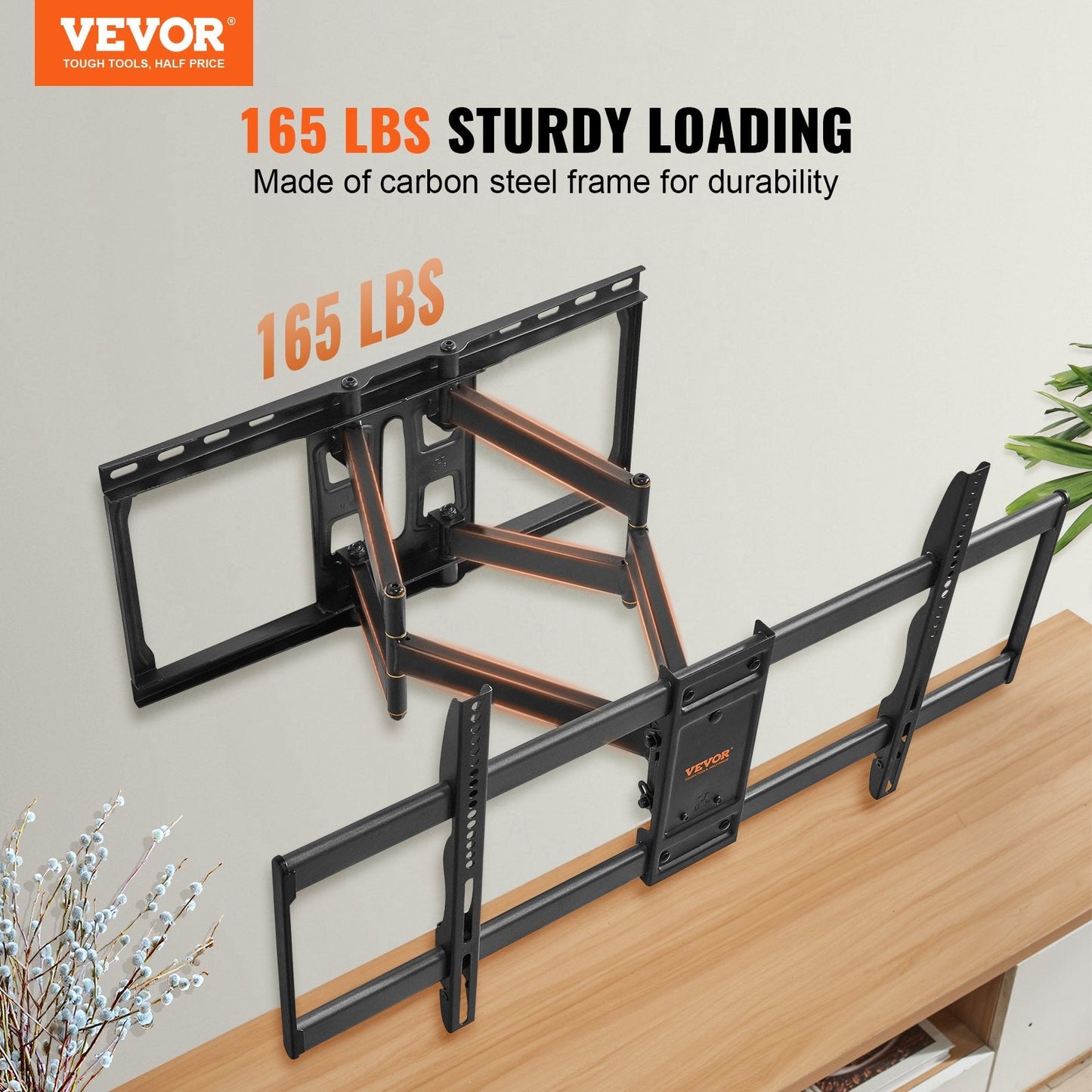 Full Motion TV Wall Mount for 0.9-2.3m TVs, Swivel Tilt, 75 kg Capacity