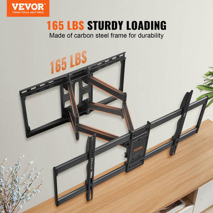 VEVOR Full Motion TV Mount Fits for Most 37-90 inch TVs, Swivel Tilt Horizontal