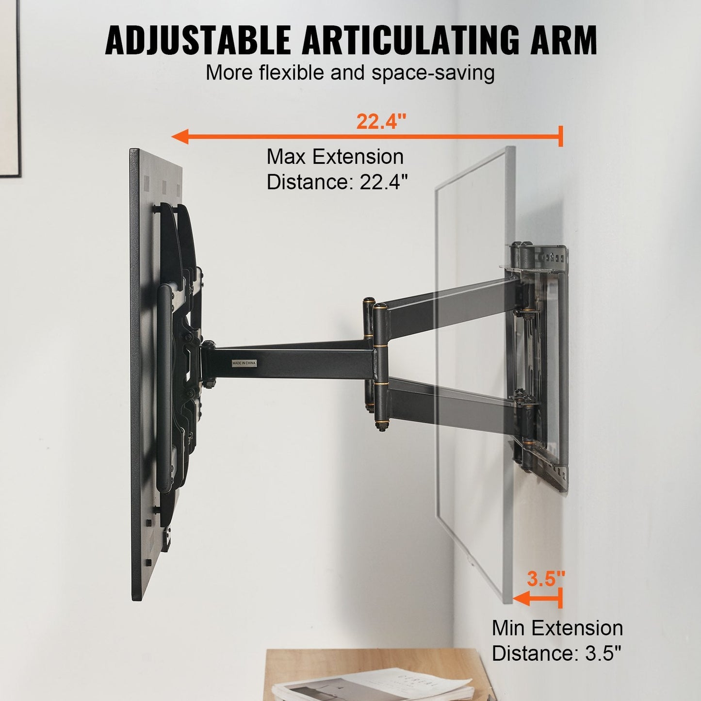 Full Motion TV Wall Mount for 0.9-2.3m TVs, Swivel Tilt, 75 kg Capacity