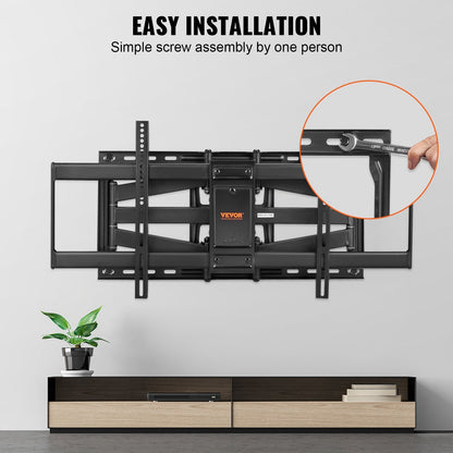 Full Motion TV Wall Mount for 0.9-2.3m TVs, Swivel Tilt, 75 kg Capacity
