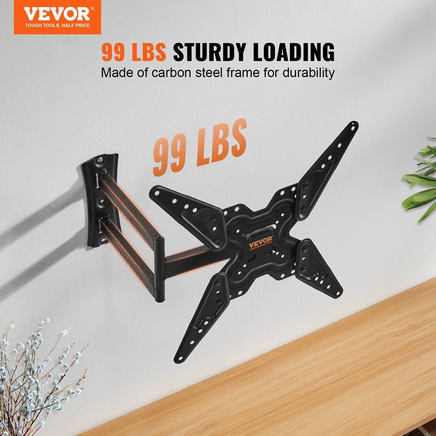 Full Motion TV Wall Mount for 0.66-1.39m TVs, Swivel Tilt, Holds Up to 45 kg