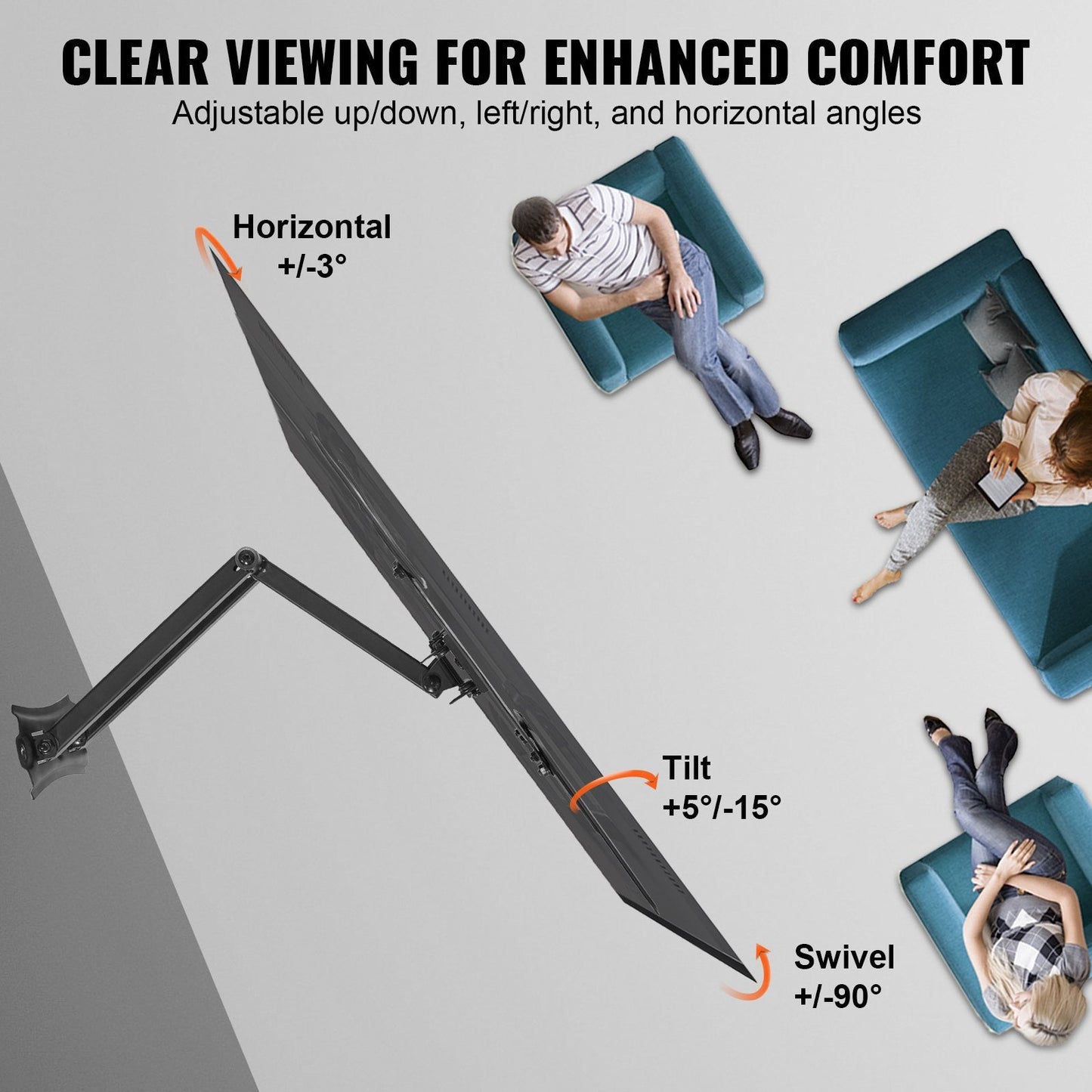 Full Motion TV Wall Mount for 0.66-1.39m TVs, Swivel Tilt, Holds Up to 45 kg