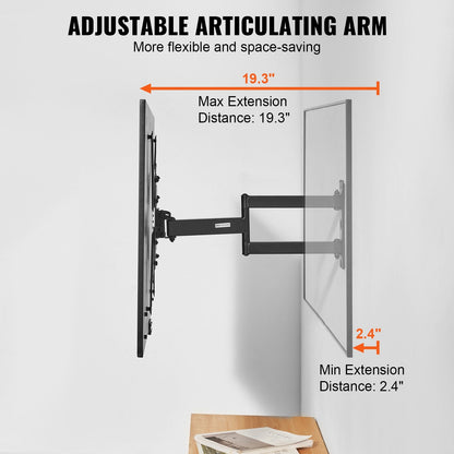 Full Motion TV Wall Mount for 0.66-1.39m TVs, Swivel Tilt, Holds Up to 45 kg