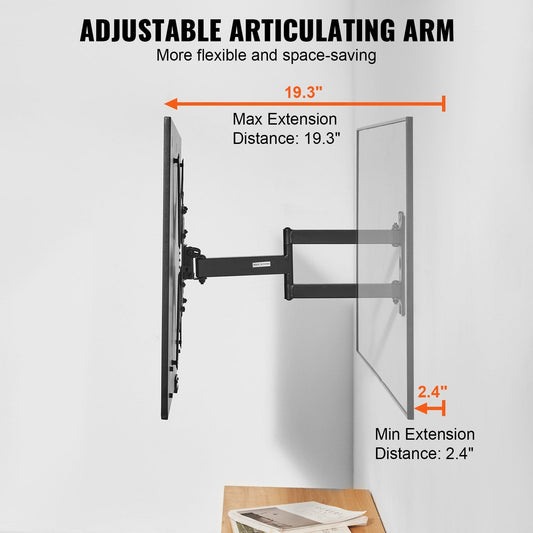 Full Motion TV Wall Mount for 0.66-1.39m TVs, Swivel Tilt, Holds Up to 45 kg