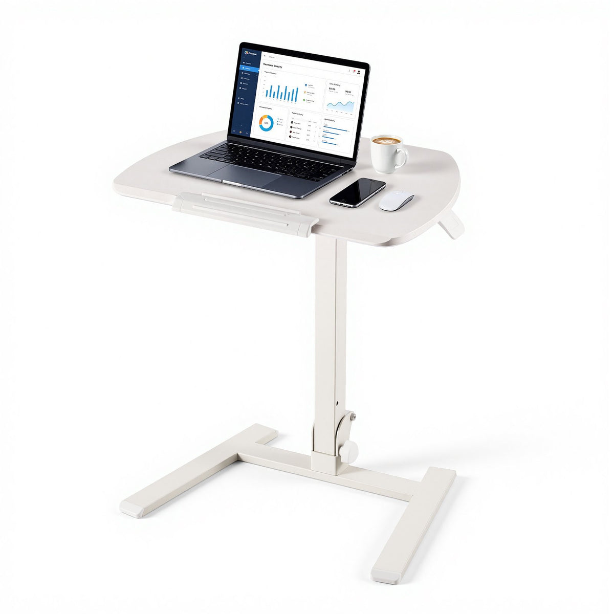 Standing Desk, Adjustable Height Mobile Stand Up Desk with Tilting Desktop, 650 x 480 mm Small Computer Sit Stand Workstation, 15 kg Capacity, Pneumatic Lift for Home Office, Fully Assembled