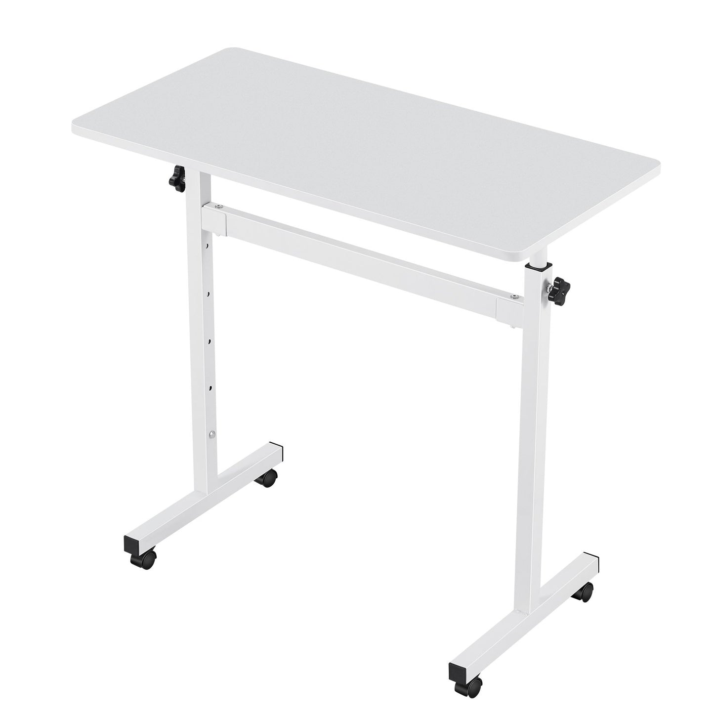 Standing Desk, Adjustable Height Mobile Stand Up Desk with Lockable Casters, 810 x 410 mm Small Computer Sit Stand Rolling Workstation with Hook, 25 kg Desktop Capacity, for Home Office, White