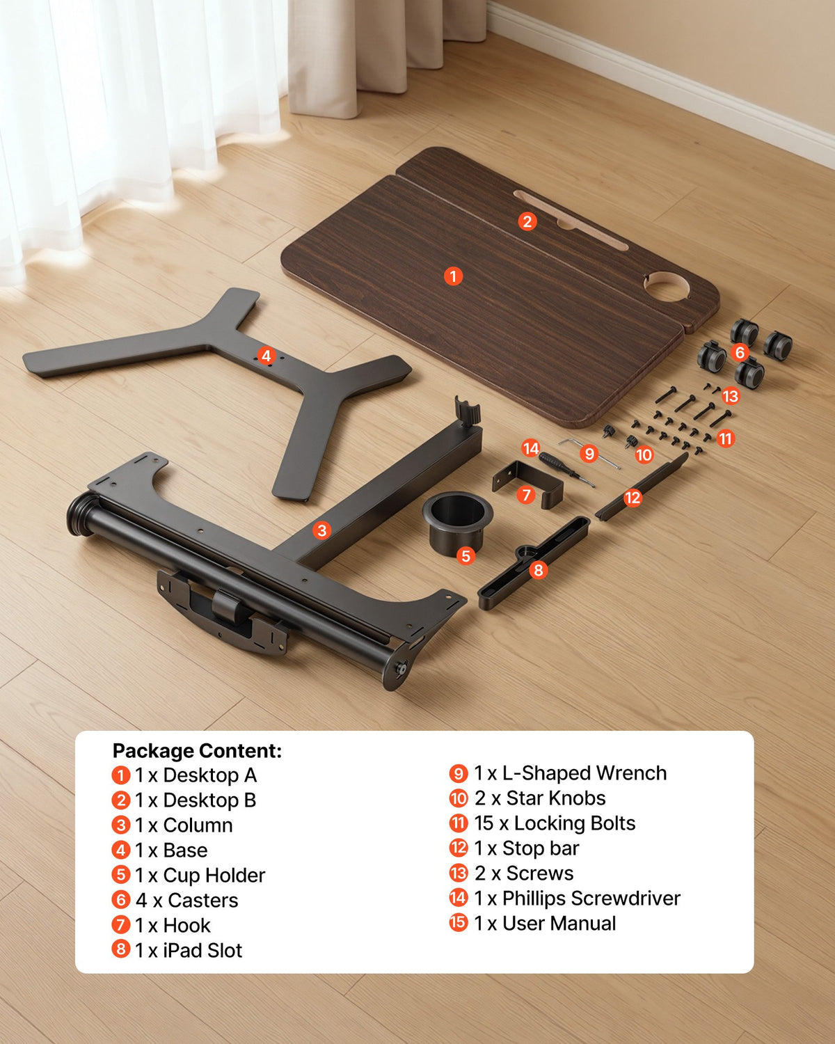 Standing Desk, Adjustable Height Mobile Stand Up Desk with Tilting Desktop, 715 x 525 mm Small Computer Sit Stand Workstation, 15 kg Load Capacity, Foot Pedal Pneumatic Lift for Home, Office