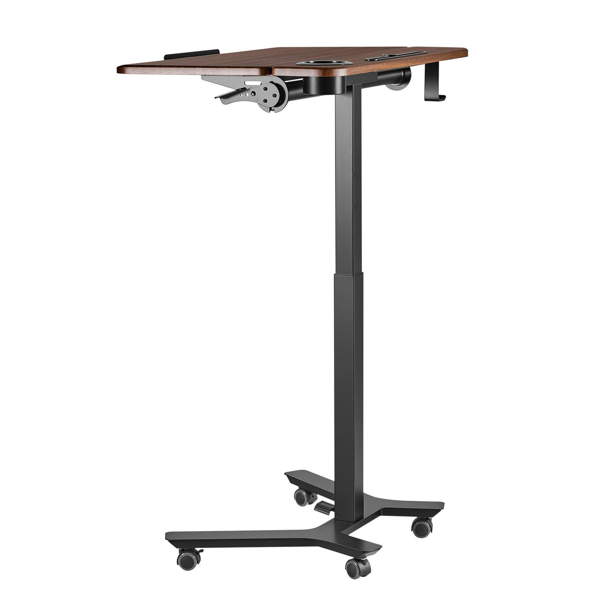 Standing Desk, Adjustable Height Mobile Stand Up Desk with Tilting Desktop, 715 x 525 mm Small Computer Sit Stand Workstation, 15 kg Load Capacity, Foot Pedal Pneumatic Lift for Home, Office
