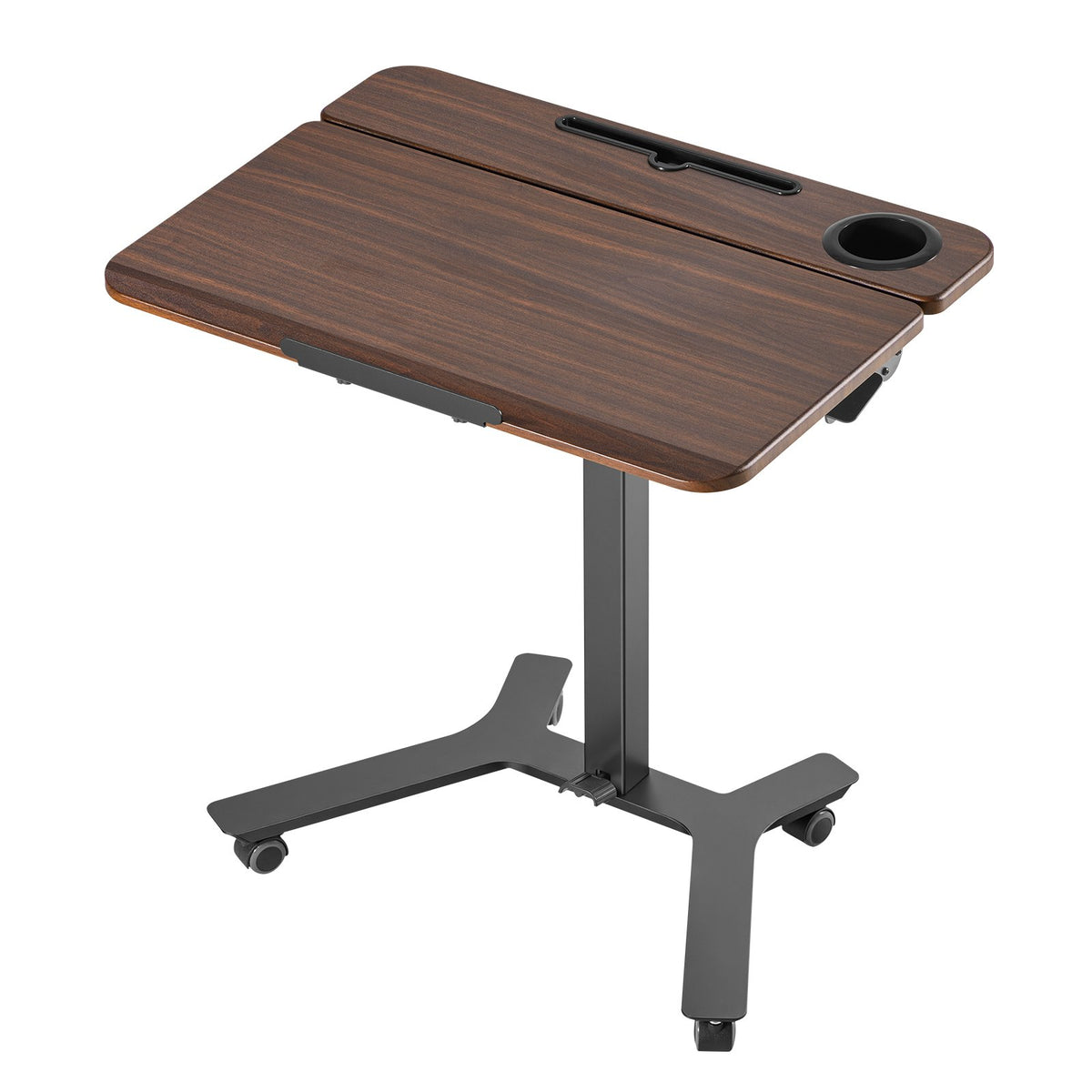 Standing Desk, Adjustable Height Mobile Stand Up Desk with Tilting Desktop, 715 x 525 mm Small Computer Sit Stand Workstation, 15 kg Load Capacity, Foot Pedal Pneumatic Lift for Home, Office