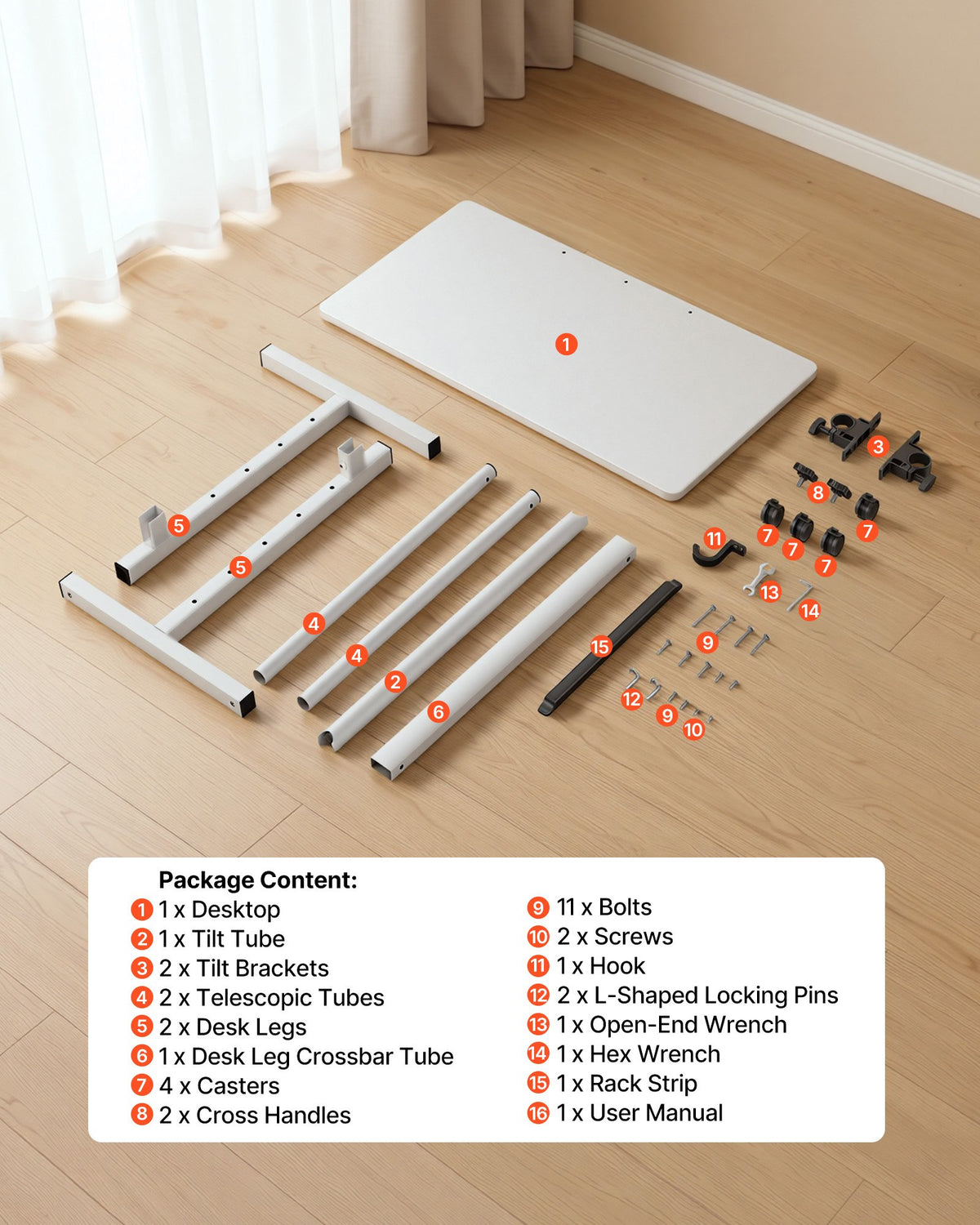 Standing Desk, Adjustable Height Mobile Stand Up Desk 360° Tilting Desktop, 810 x 410 mm Small Computer Sit Stand Rolling Workstation w/ Hook, Lockable Casters, 25 kg Capacity for Home Office
