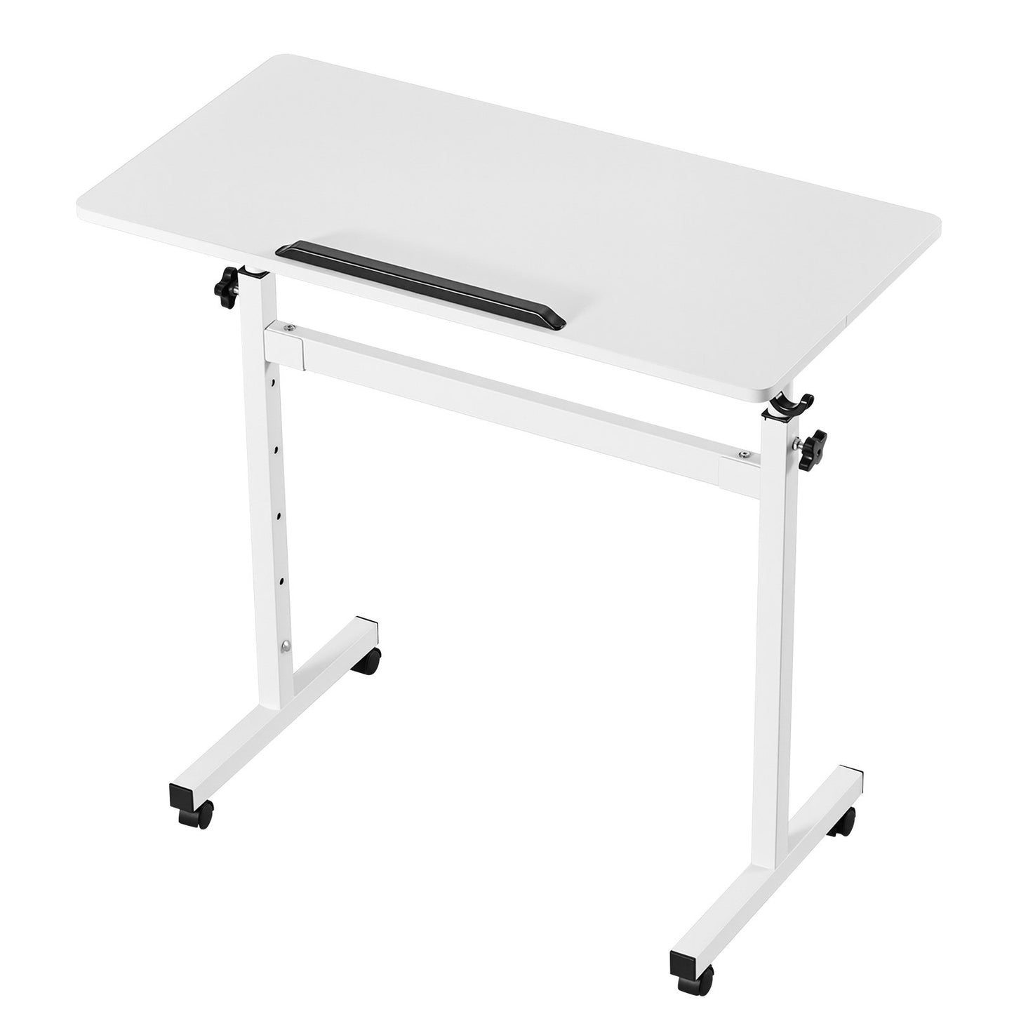 Standing Desk, Adjustable Height Mobile Stand Up Desk 360° Tilting Desktop, 810 x 410 mm Small Computer Sit Stand Rolling Workstation w/ Hook, Lockable Casters, 25 kg Capacity for Home Office