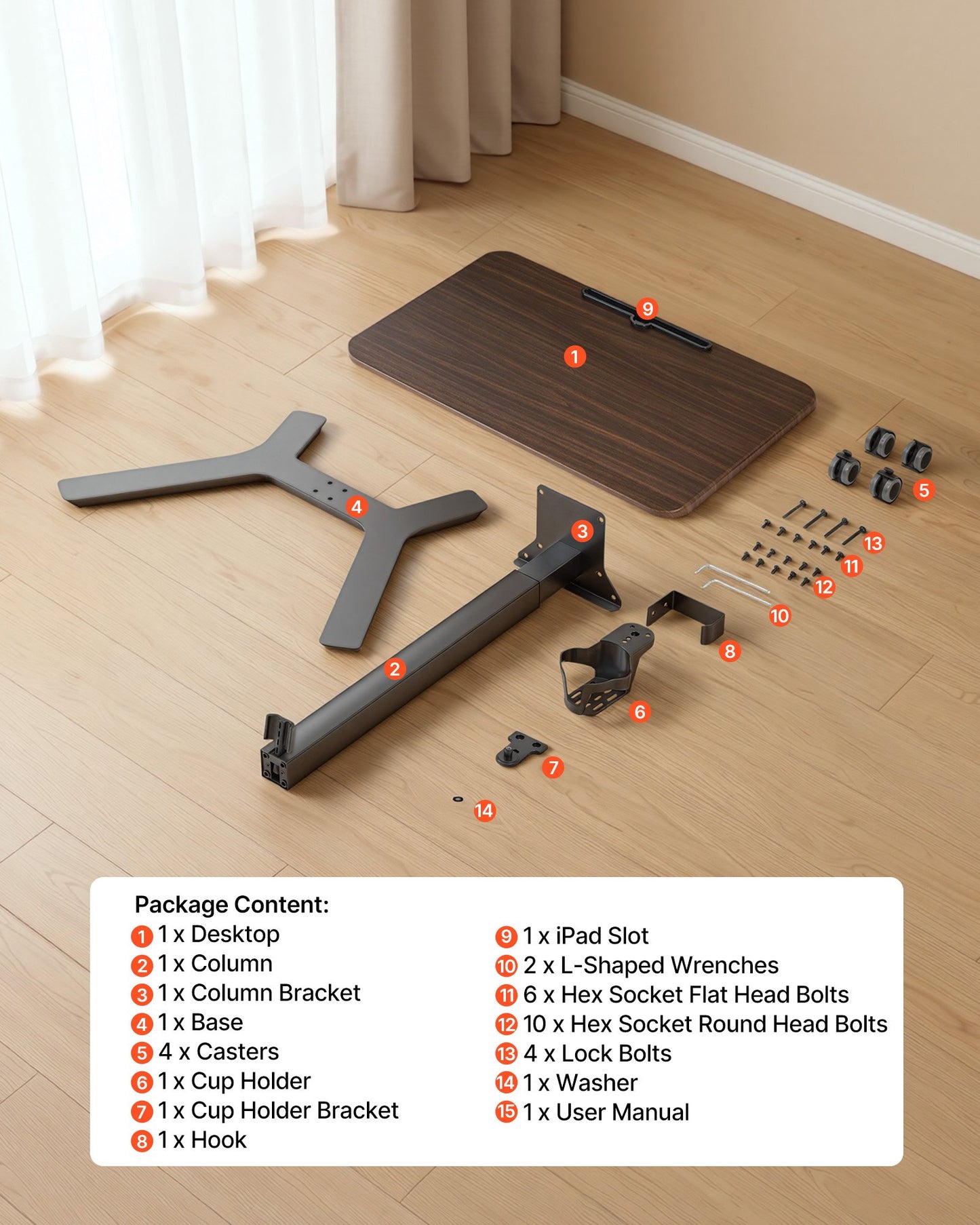 Standing Desk, Adjustable Height Mobile Stand Up Desk w/ Casters, 715 x 520 mm Small Computer Sit Stand Rolling Workstation w/ Hook, 15 kg Capacity, Foot Pedal Pneumatic Lift for Home Office
