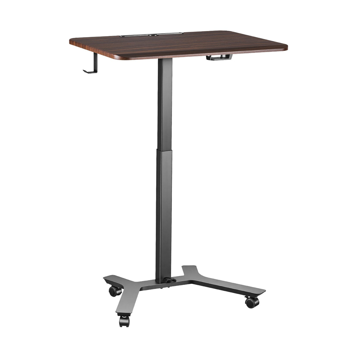 Standing Desk, Adjustable Height Mobile Stand Up Desk w/ Casters, 715 x 520 mm Small Computer Sit Stand Rolling Workstation w/ Hook, 15 kg Capacity, Foot Pedal Pneumatic Lift for Home Office