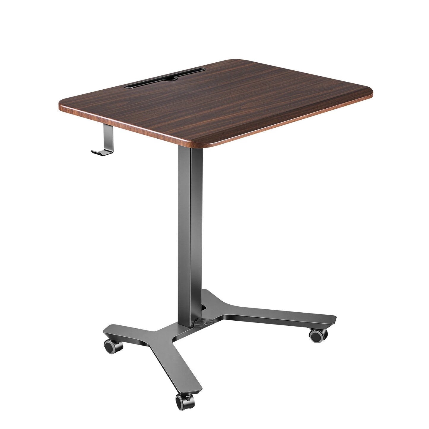 Standing Desk, Adjustable Height Mobile Stand Up Desk w/ Casters, 715 x 520 mm Small Computer Sit Stand Rolling Workstation w/ Hook, 15 kg Capacity, Foot Pedal Pneumatic Lift for Home Office