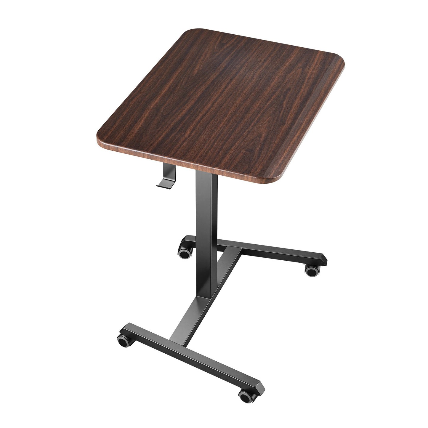 Standing Desk, Adjustable Height Mobile Stand Up Desk with 4 Casters, 650 x 480 mm Small Computer Sit Stand Rolling Workstation with Hook, 15 kg Desktop Capacity, Ideal for Home Office, Brown