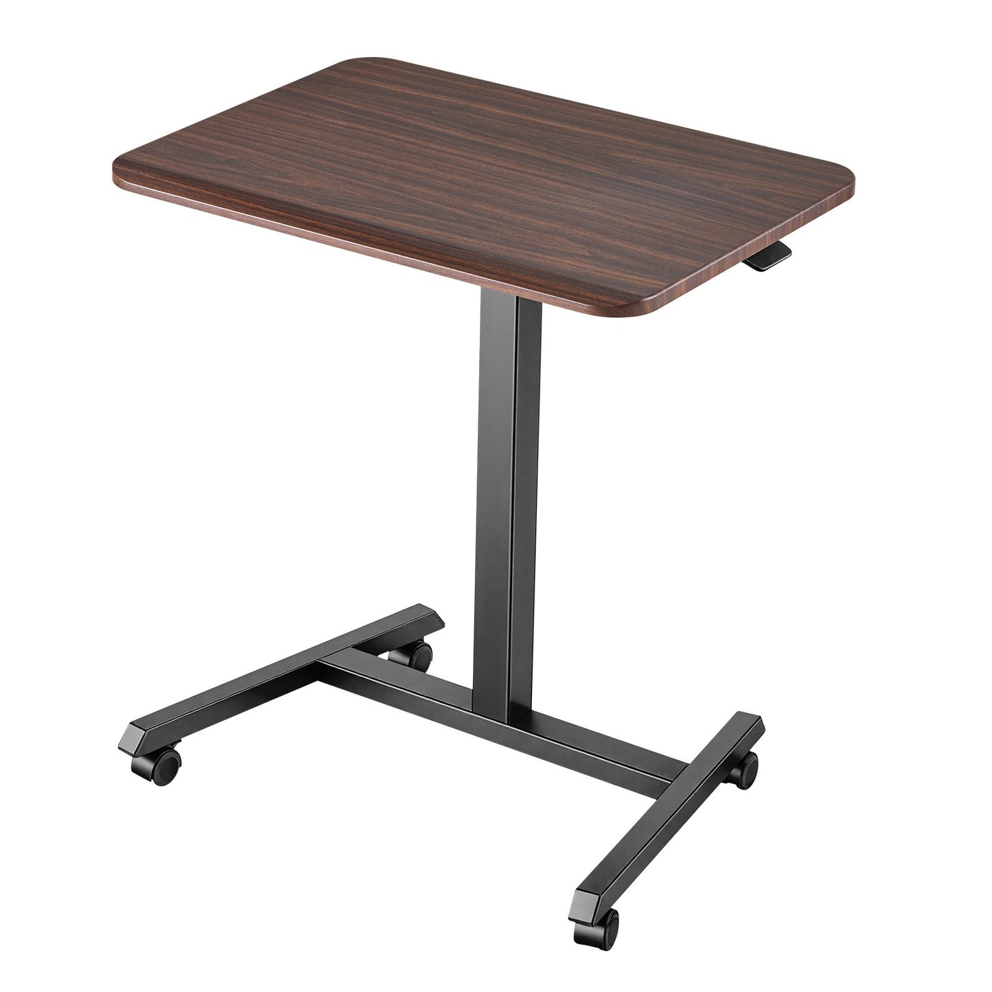 Standing Desk, Adjustable Height Mobile Stand Up Desk with 4 Casters, 650 x 480 mm Small Computer Sit Stand Rolling Workstation with Hook, 15 kg Desktop Capacity, Ideal for Home Office, Brown