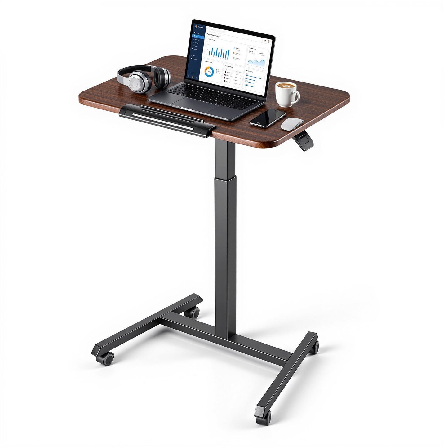 Standing Desk, Adjustable Height Mobile Stand Up Desk with Tilting Desktop, 650 x 480 mm Small Computer Sit Stand Rolling Workstation with 4 Casters, 15 kg Capacity, Ideal for Home Office