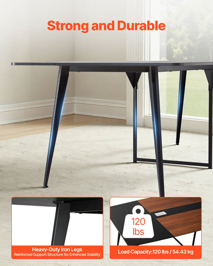 Conference Table, 2400 mm Boat Shaped Office Meeting Table for 10 Person, Modern Large Boat Meeting Desk with Metal Legs, for Office, Boardroom, Conference Room, Easy Assembly, Black & Brown