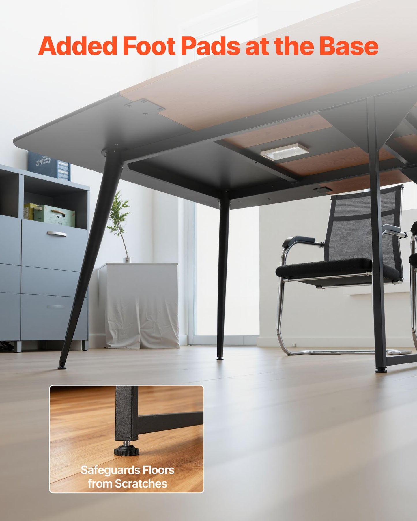Conference Table, 2400 mm Boat Shaped Office Meeting Table for 10 Person, Modern Large Boat Meeting Desk with Metal Legs, for Office, Boardroom, Conference Room, Easy Assembly, Black & Brown