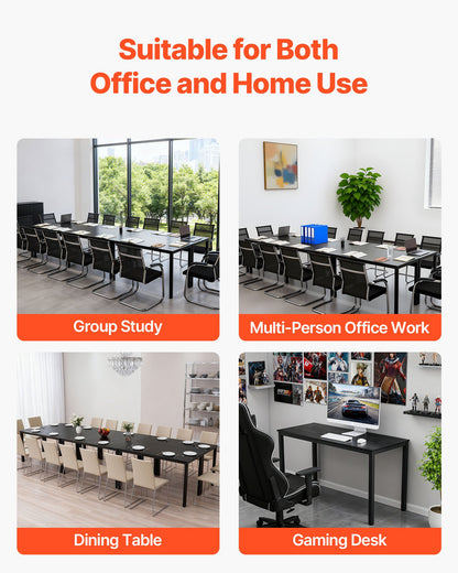 Conference Table, Set of 6, 1400 mm Office Meeting Table for 16 Person, Flexible Combination Desk Set, Modern Rectangle Meeting Desk with Metal Legs for Office, Conference Room, Easy Assembly