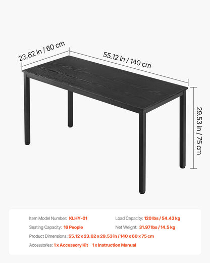 Conference Table, Set of 6, 1400 mm Office Meeting Table for 16 Person, Flexible Combination Desk Set, Modern Rectangle Meeting Desk with Metal Legs for Office, Conference Room, Easy Assembly