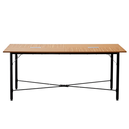 Conference Table, 1800 mm Office Meeting Table for 6-8 Person, Modern Rectangle Seminar Desk with Metal Legs, Meeting Desk Ideal for Office, Boardroom, Conference Room, Easy Assembly, Brown