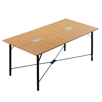 Conference Table, 1800 mm Office Meeting Table for 6-8 Person, Modern Rectangle Seminar Desk with Metal Legs, Meeting Desk Ideal for Office, Boardroom, Conference Room, Easy Assembly, Brown